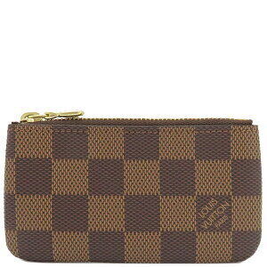 Louis Vuitton Wallet Key Pochette Damier Ebene Brown Leather Keychain